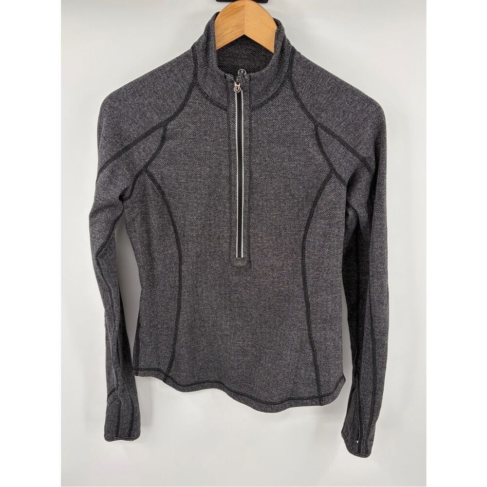 Lululemon run U-Turn black heathered coal quarter zip pullover women’s S